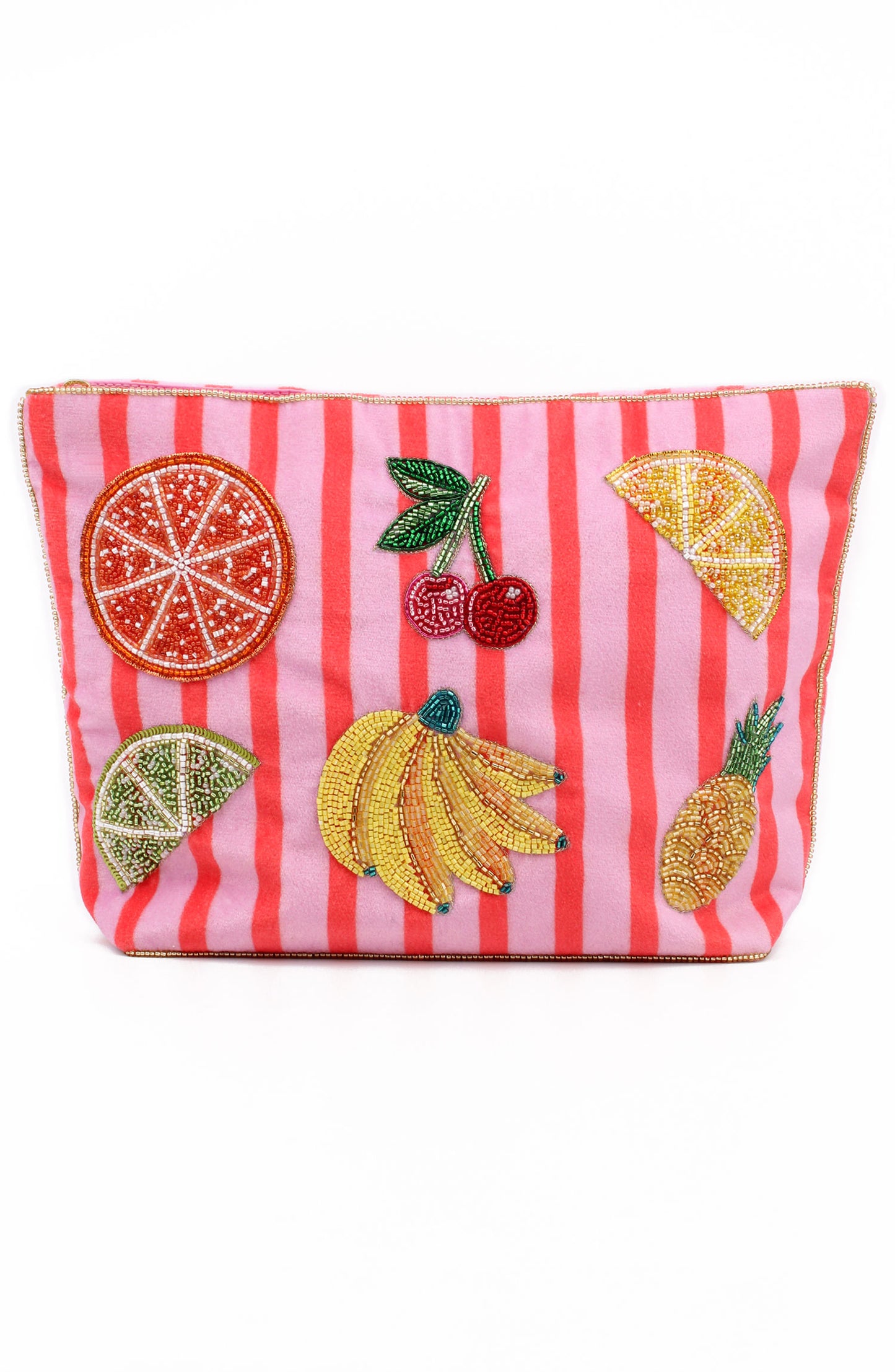 MULTI FRUIT ON STRIPE LARGE POUCH