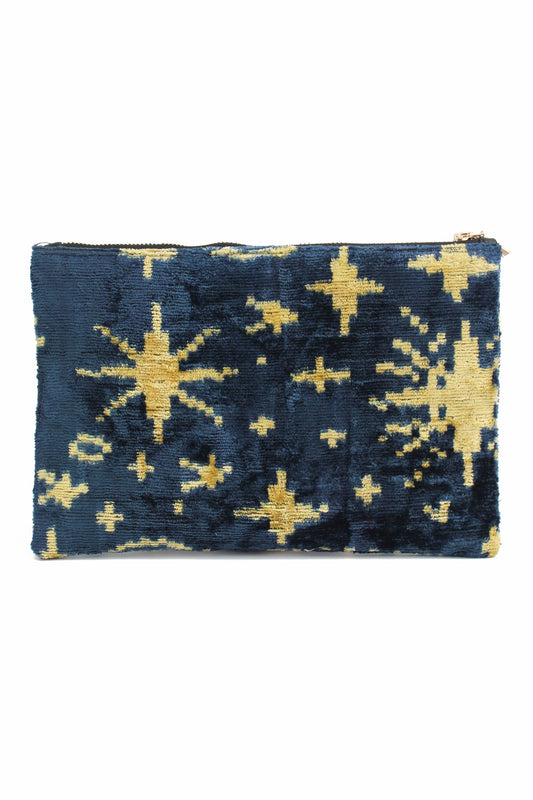NAVY CELESTIAL ZIP CLUTCH