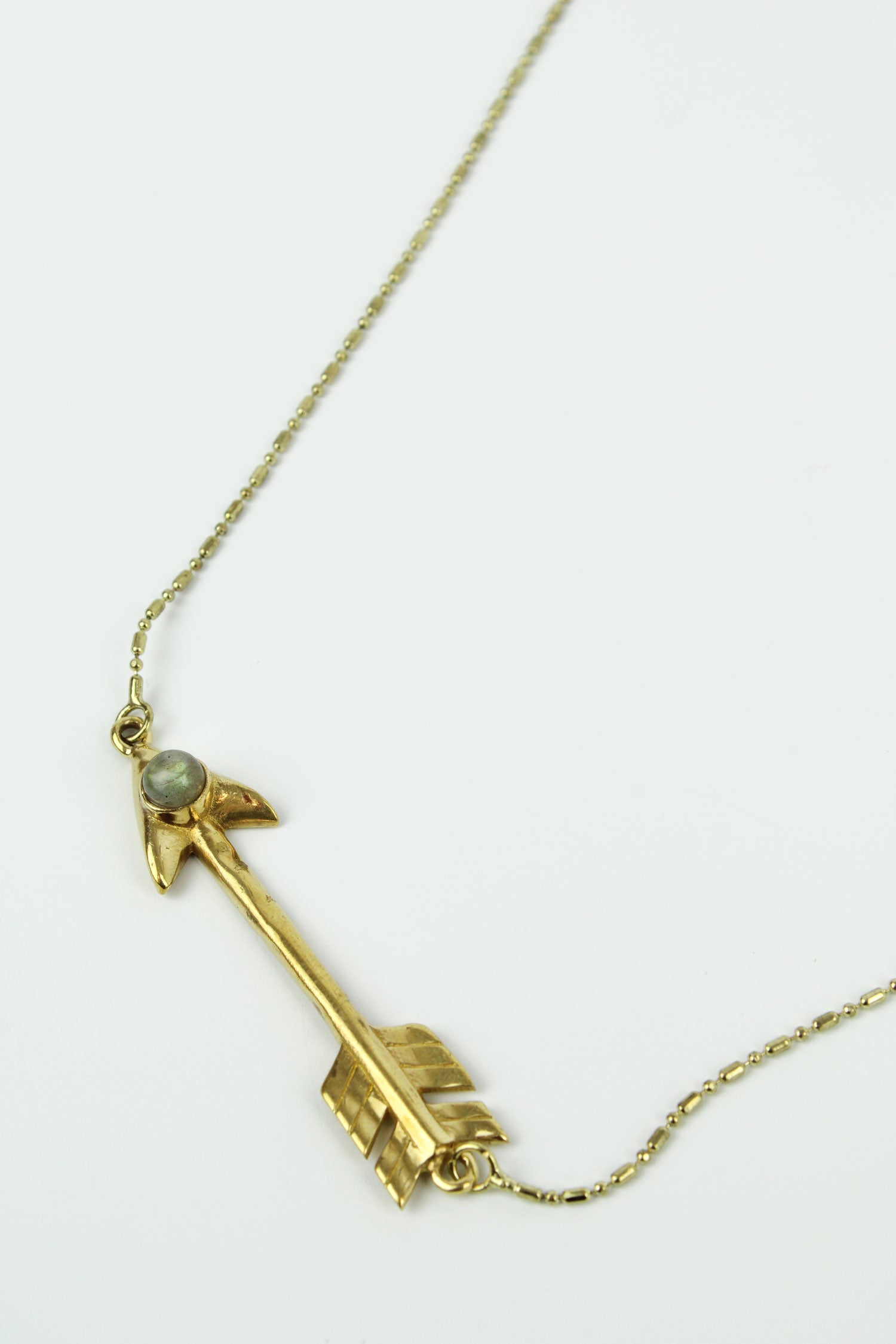 GOLD LABRADORITE ARROW NECKLACE (7989934686424)