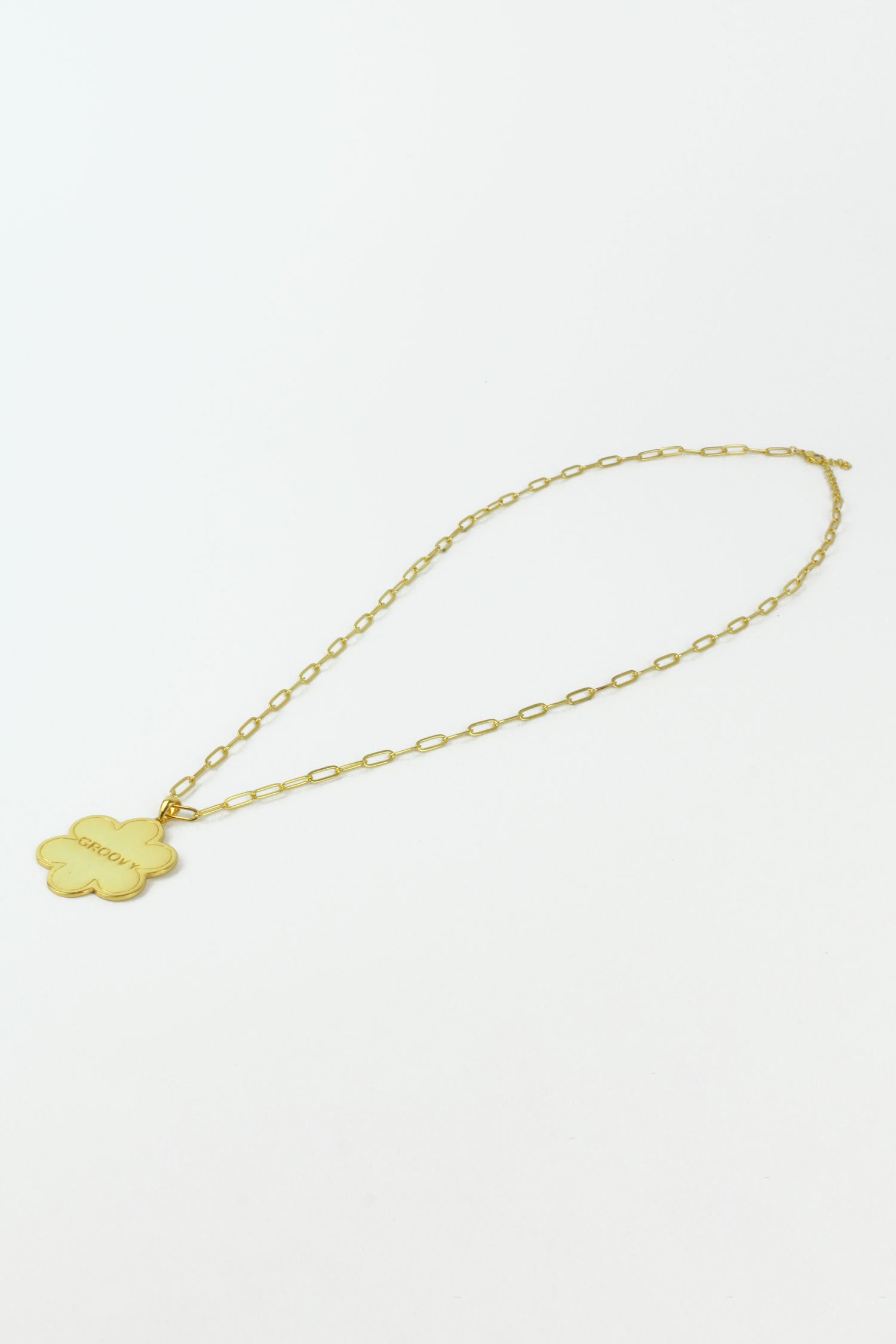 GOLD GROOVY FLOWER LONG NECKLACE (7965651337432)