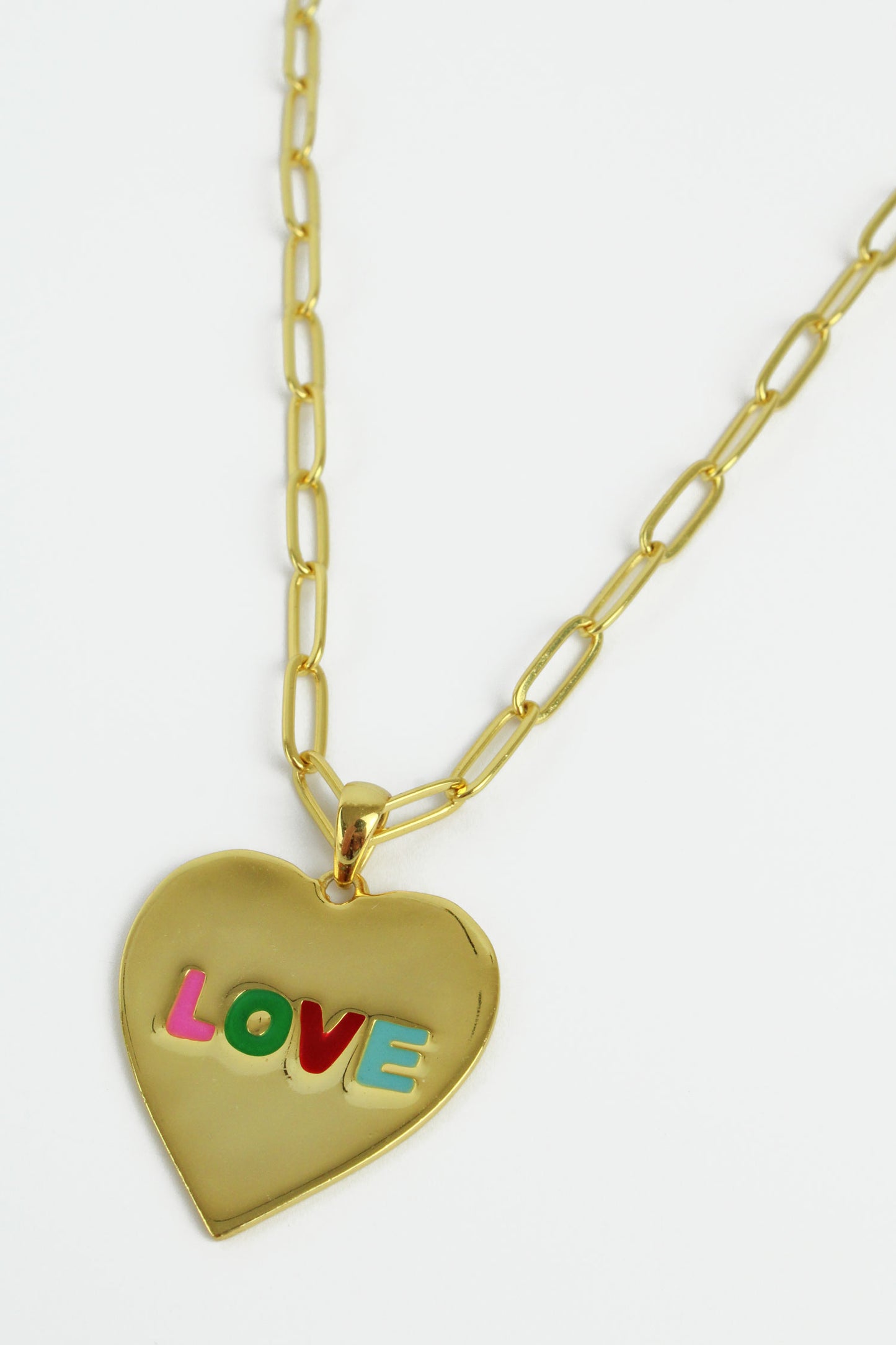 RAINBOW ENAMEL LOVE HEART NECKLACE (7965652222168)