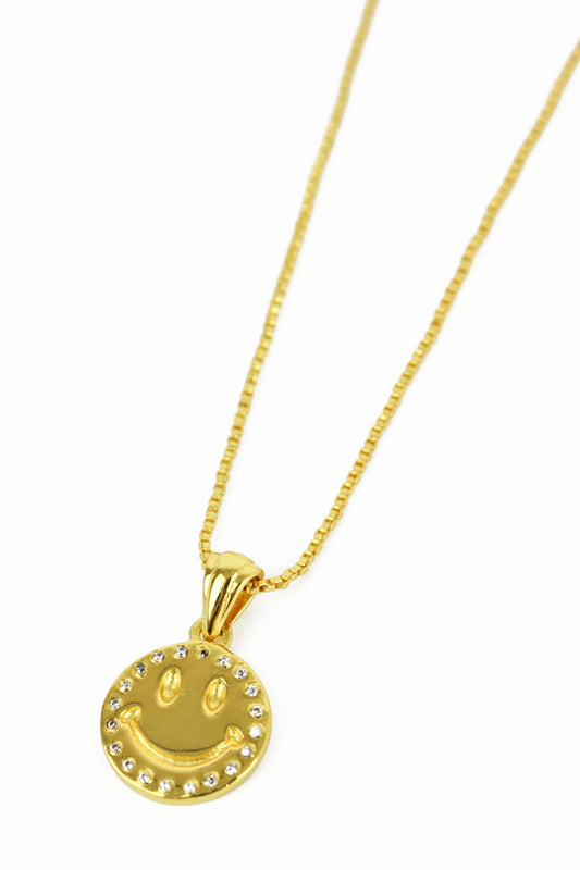 SMILEY CZ OUTLINE PENDANT NECKLACE (8011146133720)