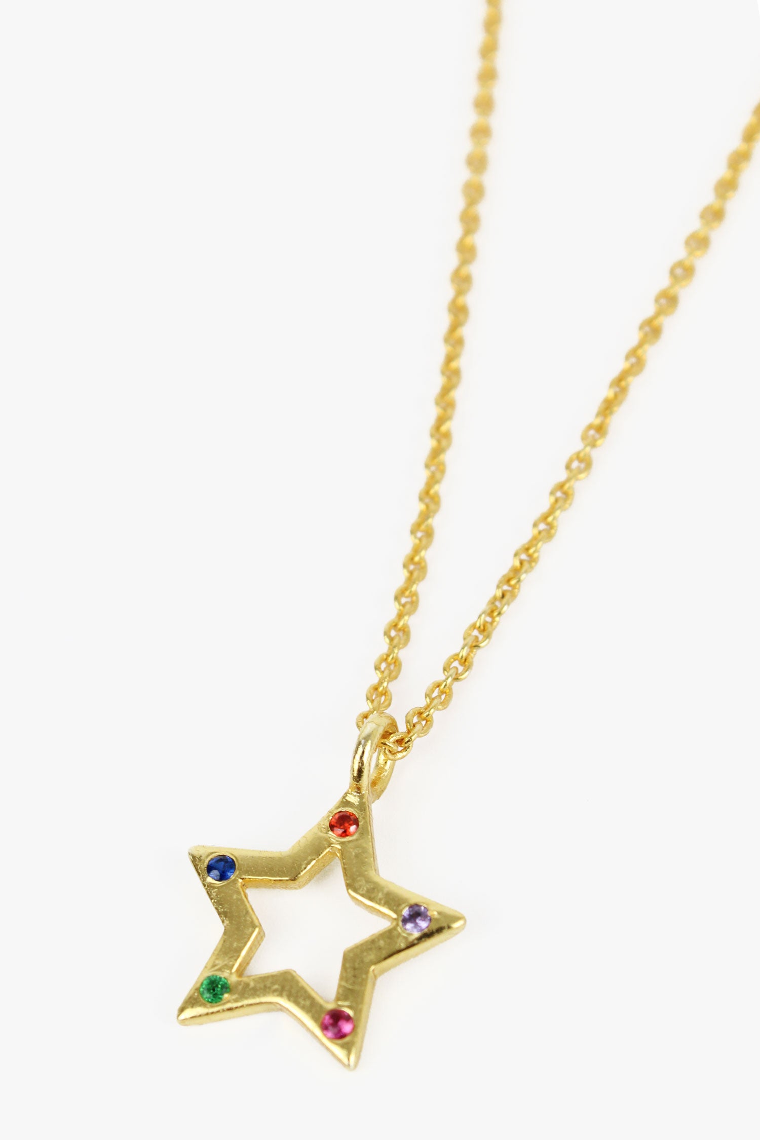 COLOURED CZ STAR NECKLACE (8011146821848)
