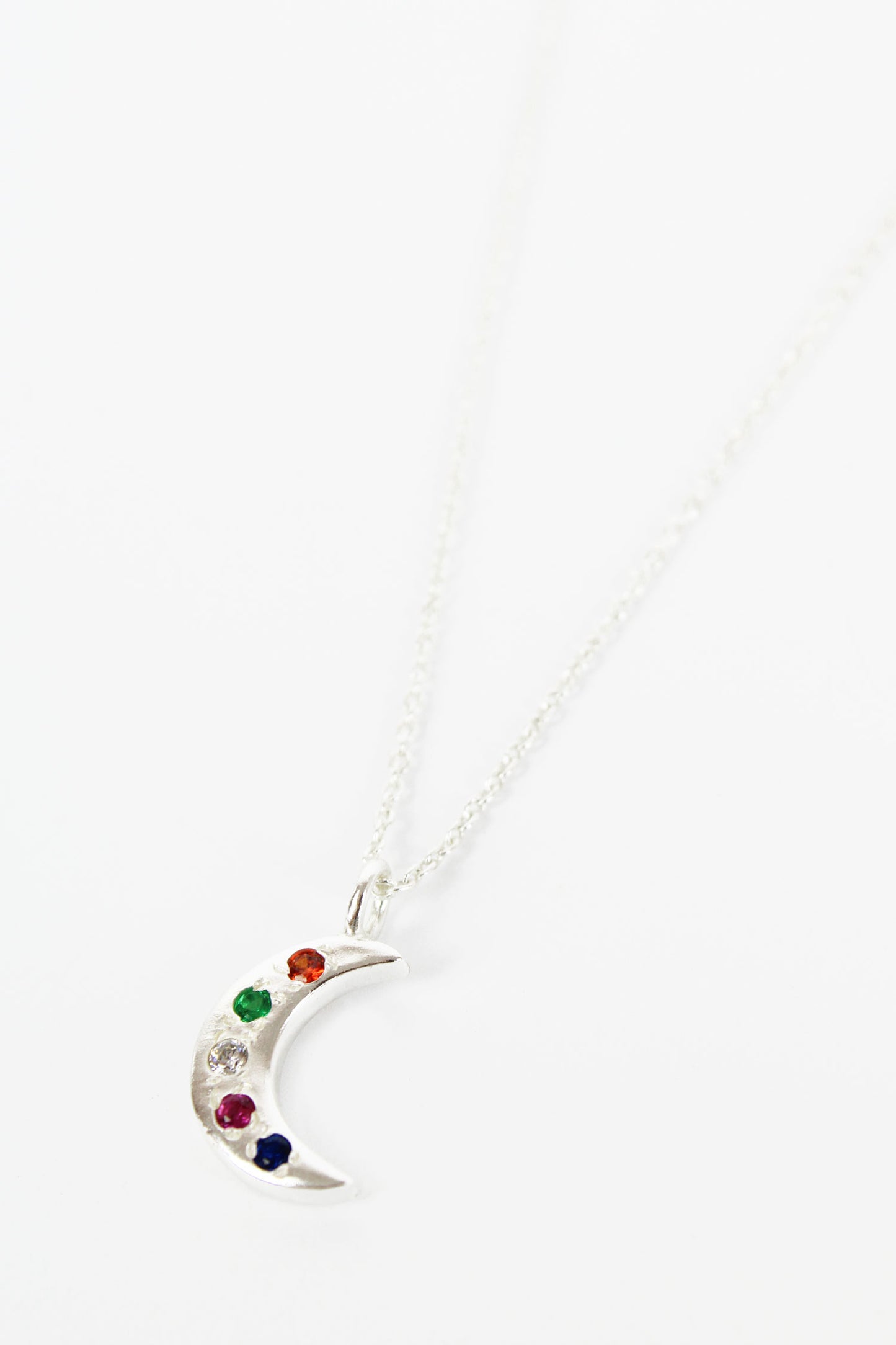 SILVER MOON GEM STUDDED HOOK NECKLACE (8011153015000)