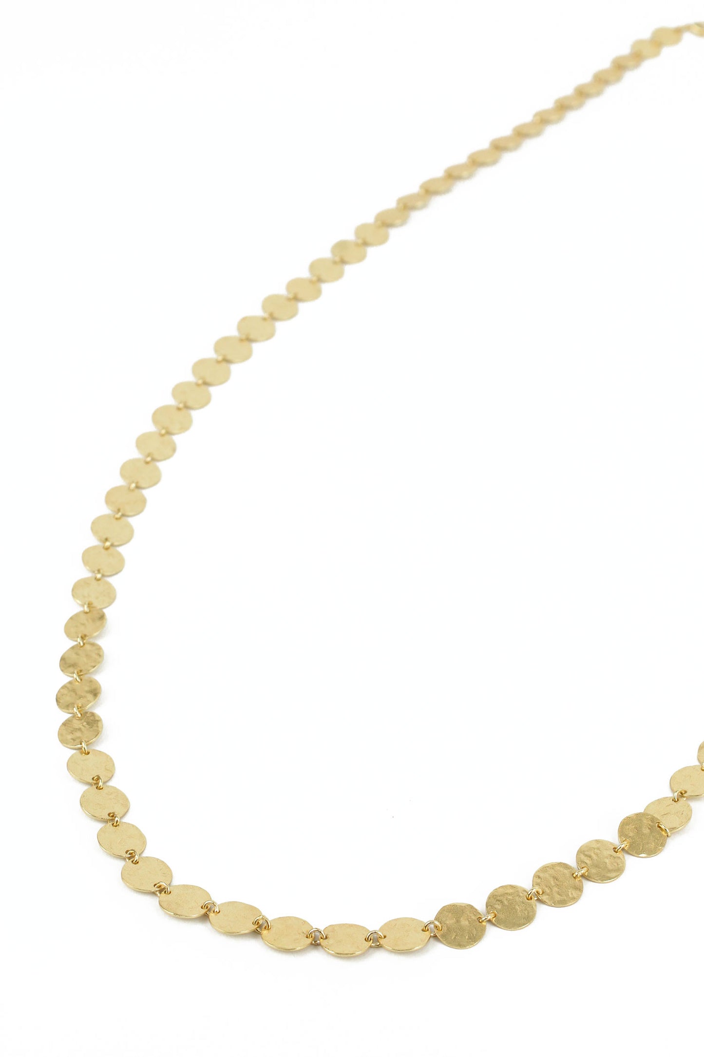 LONG GOLD HAMMERED DISC NECKLACE (8011153244376)