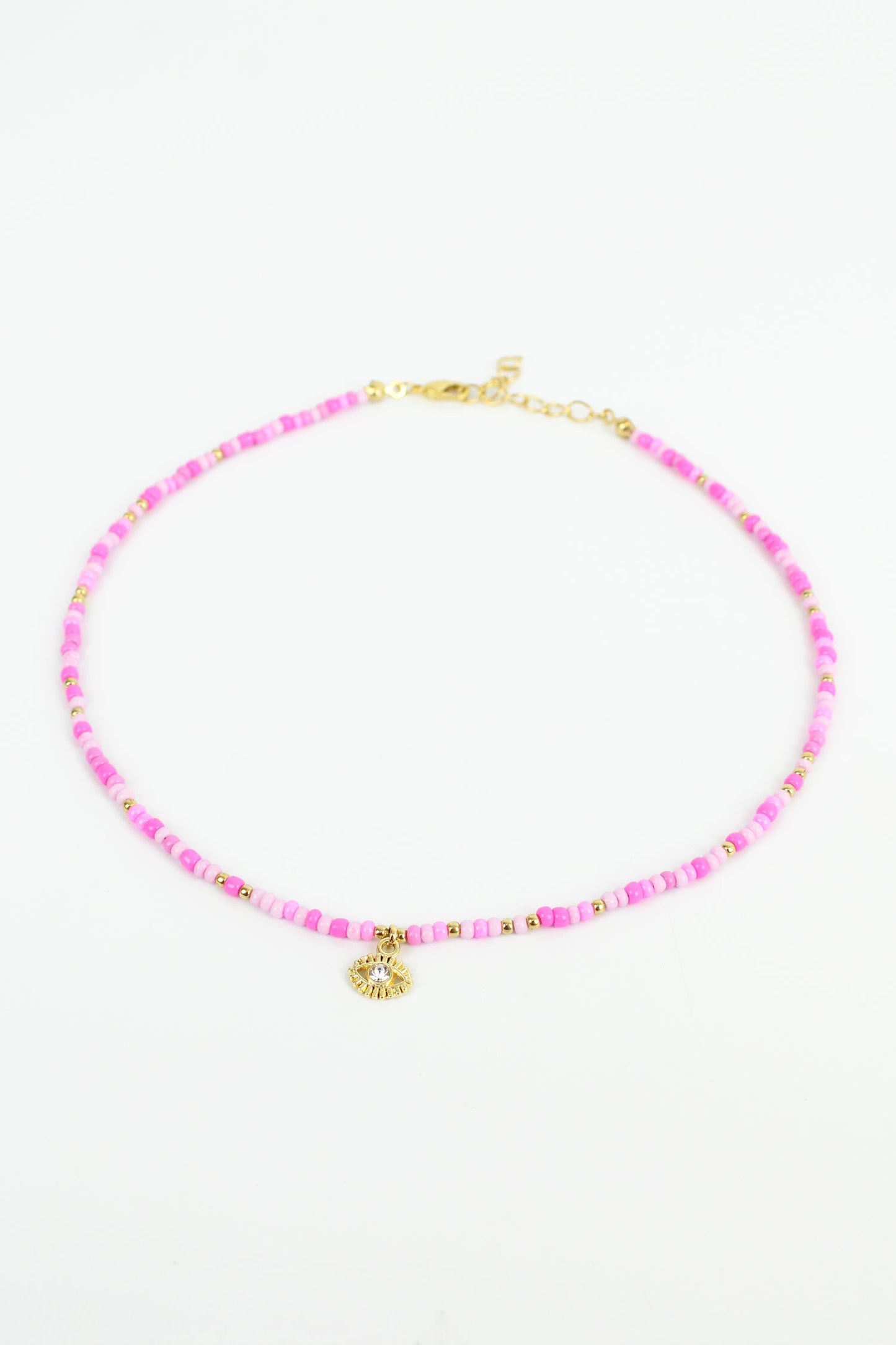 EVIL EYE PINK NECKLACE (8109555286232)