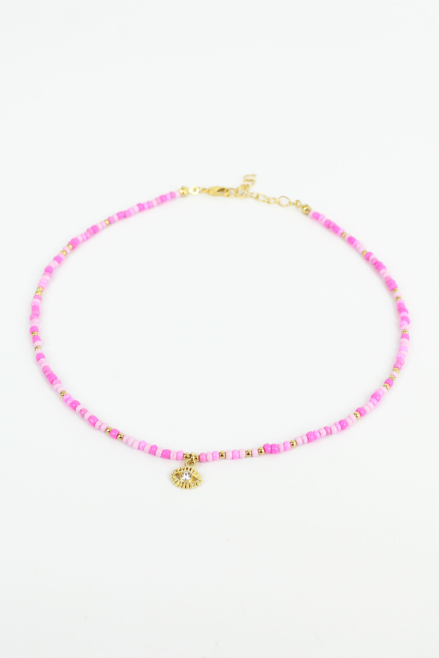 EVIL EYE PINK NECKLACE (8109555286232)