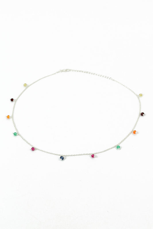 SILVER RAINBOW CHARM NECKLACE