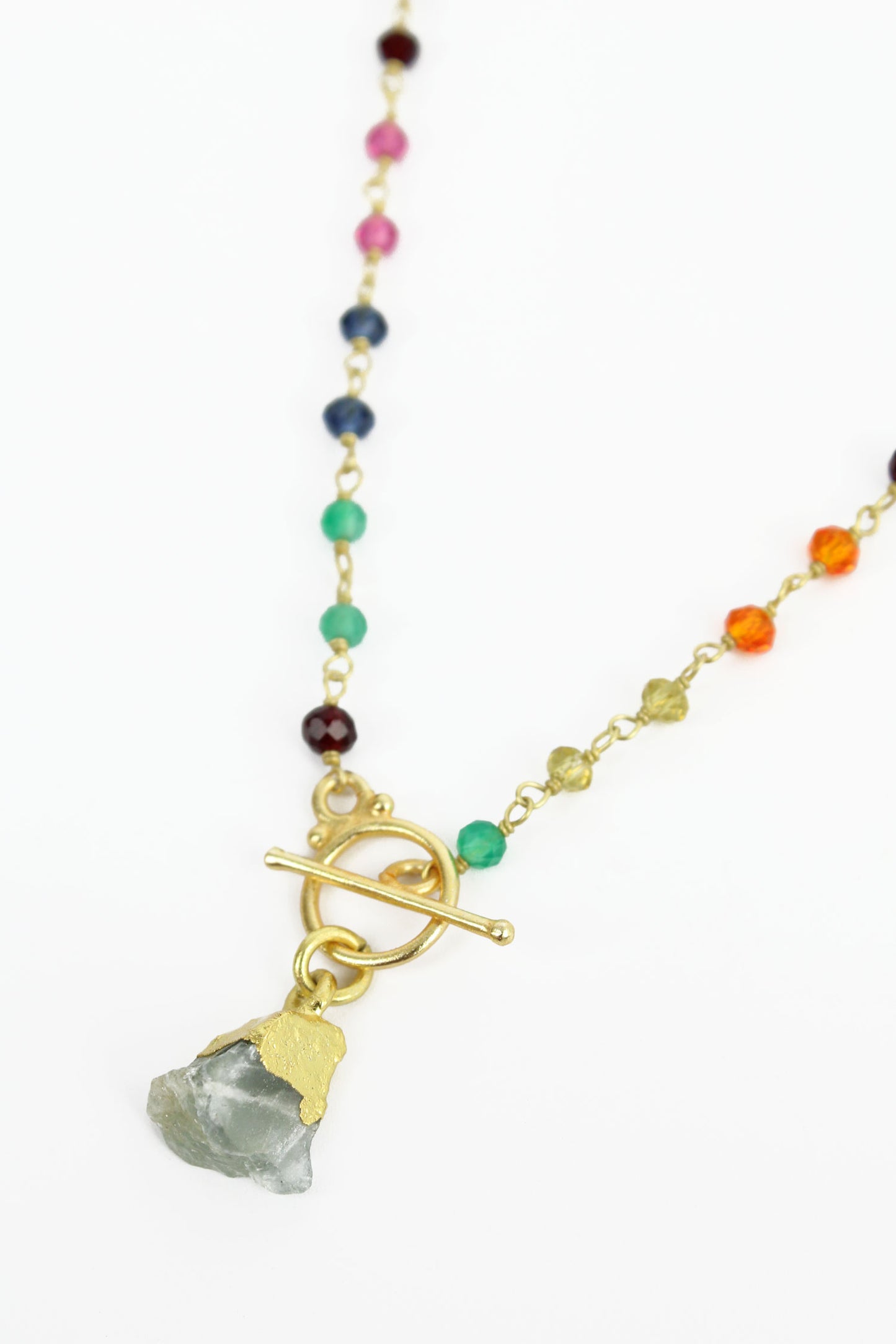 RAINBOW CRYSTAL CHAIN WITH STONE PENDANT (8113740906712)