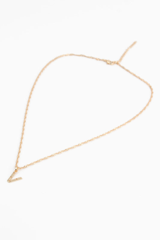 NECKLACE WITH V CHARM GOLD PLATED