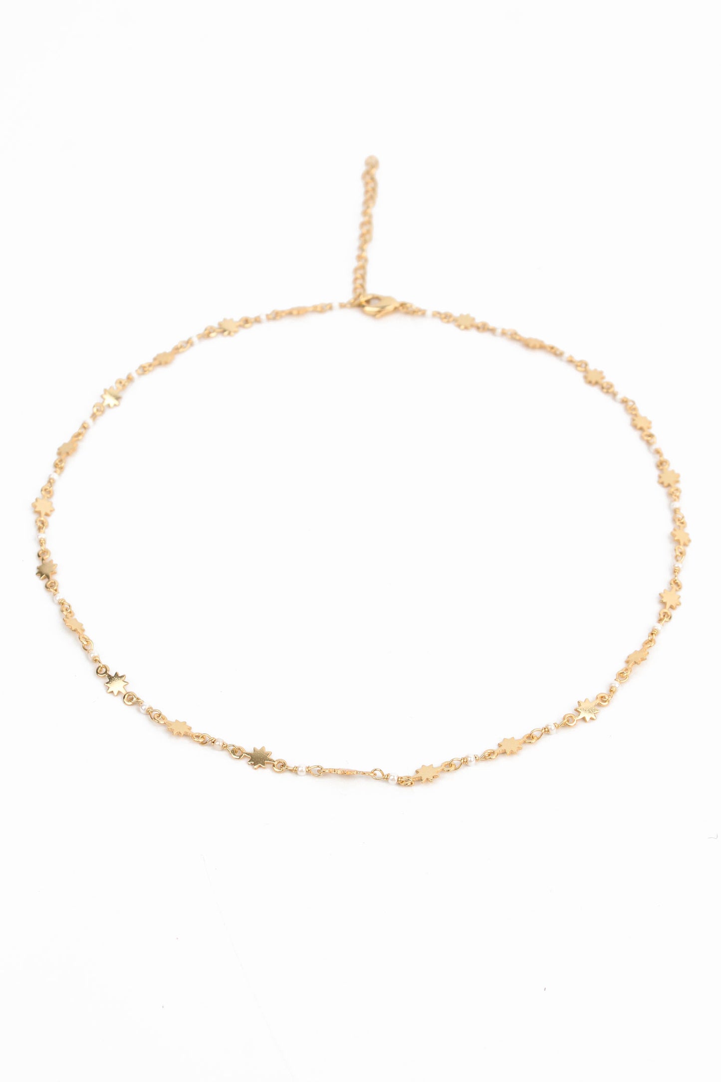 NECKLACE WITH WHITE BEAD GOLD PLATING