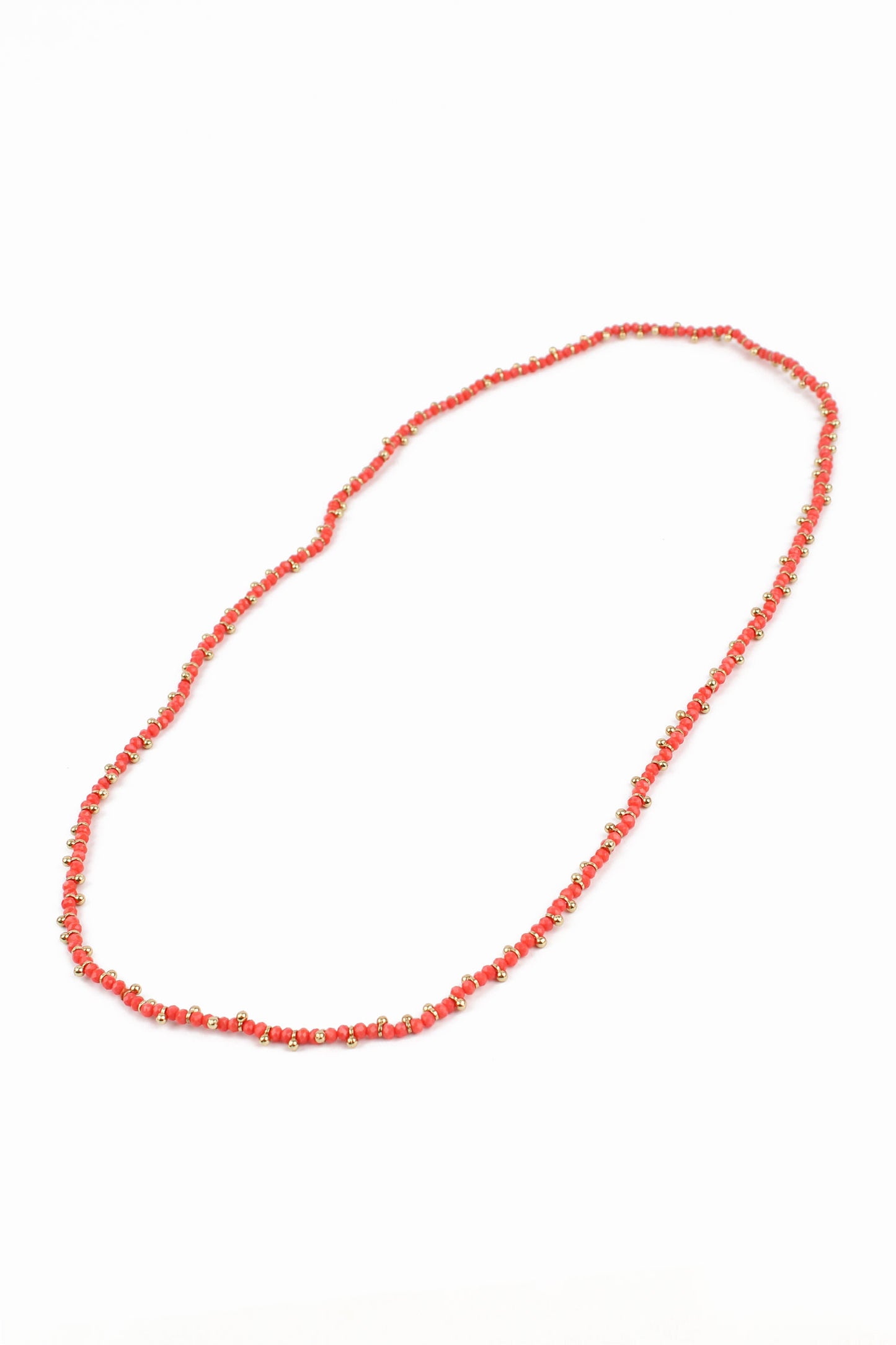 COLLIER LONG CORDON &amp; PERLES ORANGE