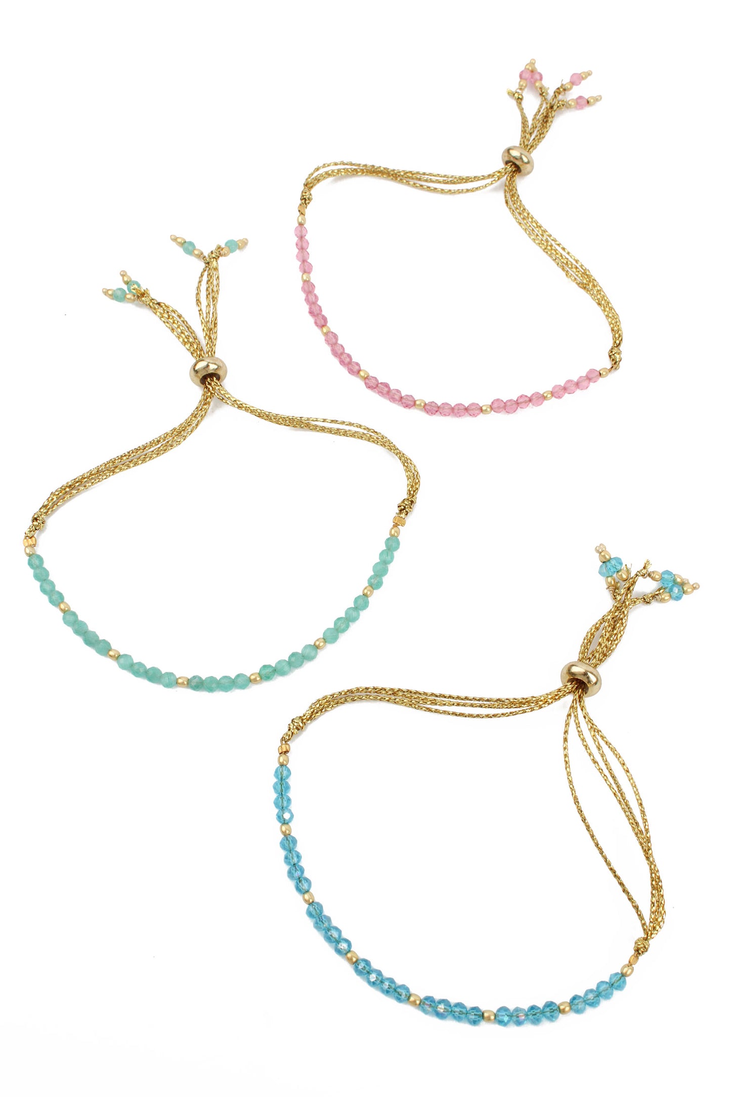 PACK OF 3 ADJUSTABLE BEADED BRACELETS