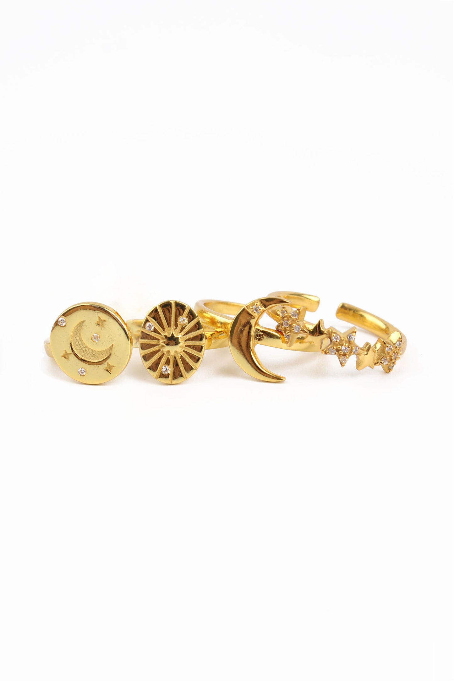 PACK OF 4 - GOLD CELESTIAL RING PACK