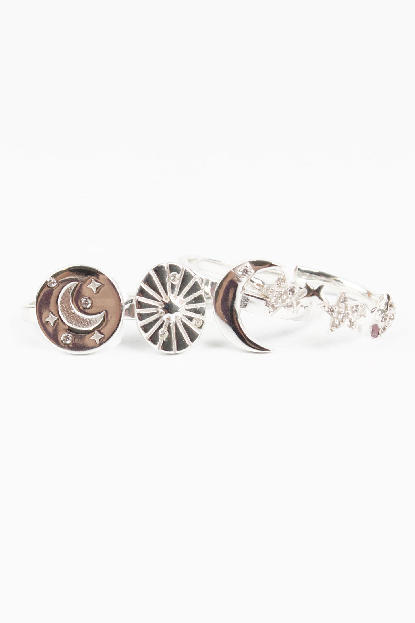 PACK OF 4 - SILVER CELESTIAL RING PACK