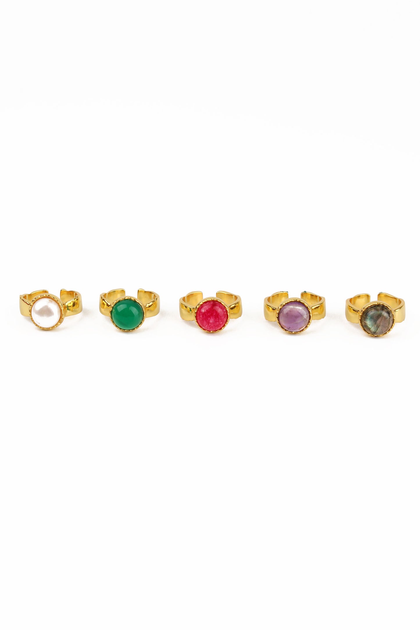 PACK OF 5 CABASHION GEMSTONE RINGS