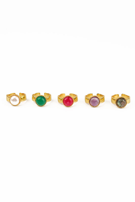 PACK OF 5 CABASHION GEMSTONE RINGS