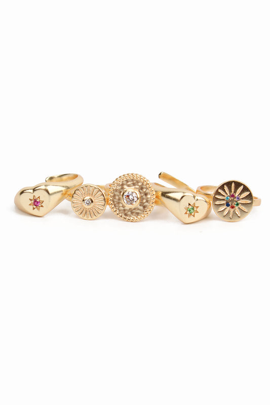 PACK OF 5 CZ GOLD PLATED RINGS