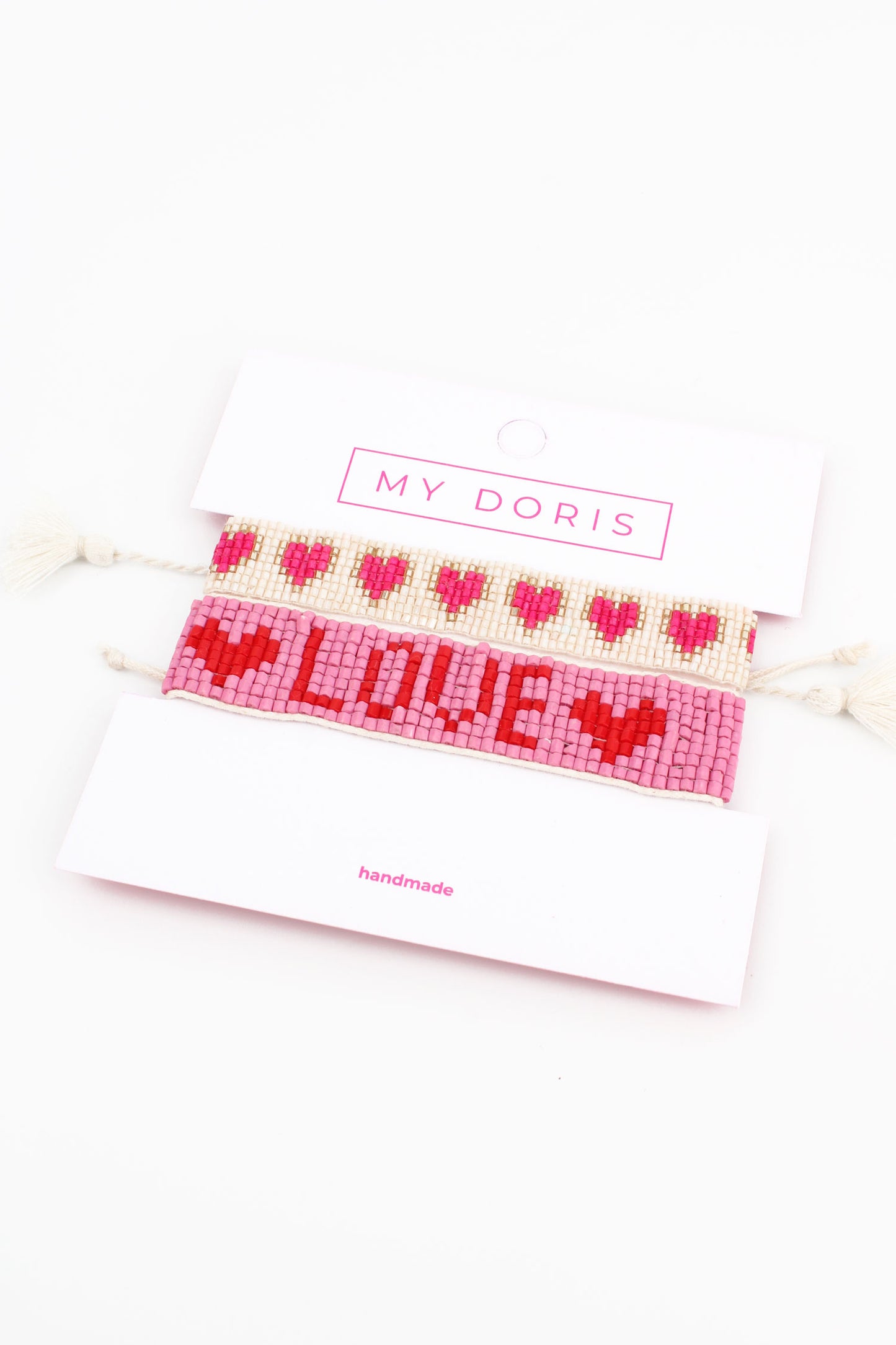 PACK OF 6 PINK AND HEARTS BRACELETS