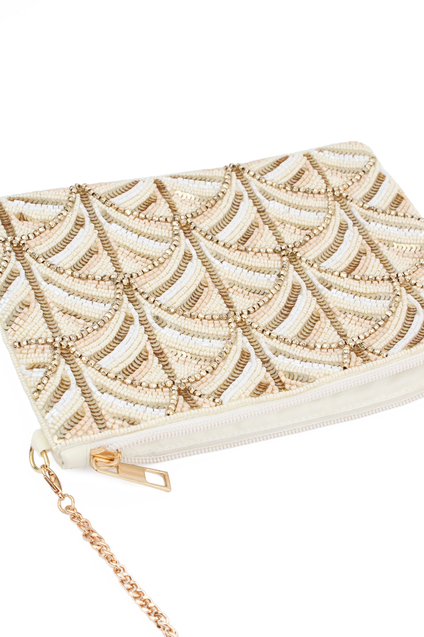 PEARL AND GOLD BEADED SWIRL BAG