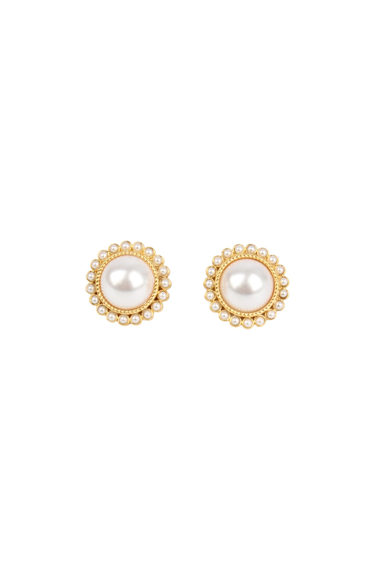PEARL AND GOLD ROUND STUD EARRINGS