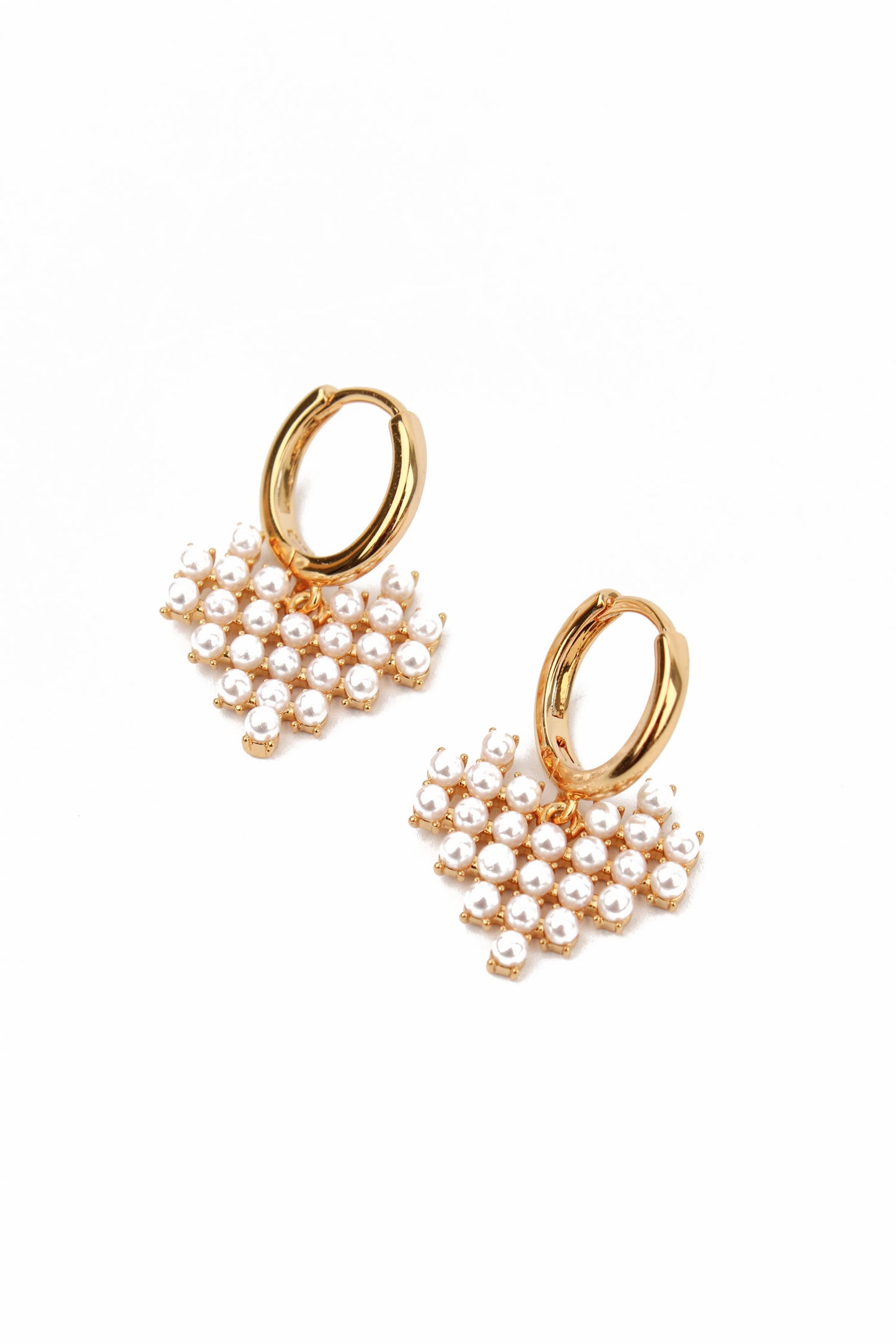 PEARL HEART HUGGIE HOOPS