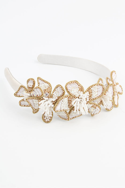 PEARL WHITE FLOWER HEADBAND