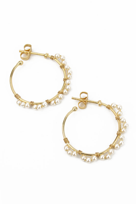 PEARL WRAPPED GOLD HOOP