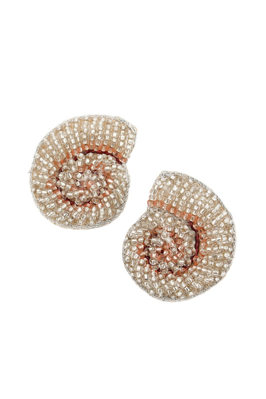 PEARLESCENT SWIRL SHELL STUD EARRINGS