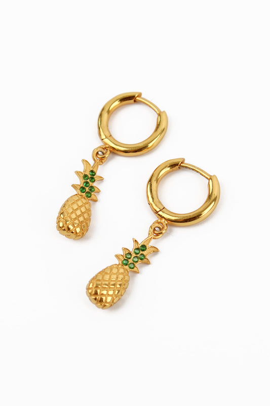 PINEAPPLE CZ HUGGIE EARRINGS