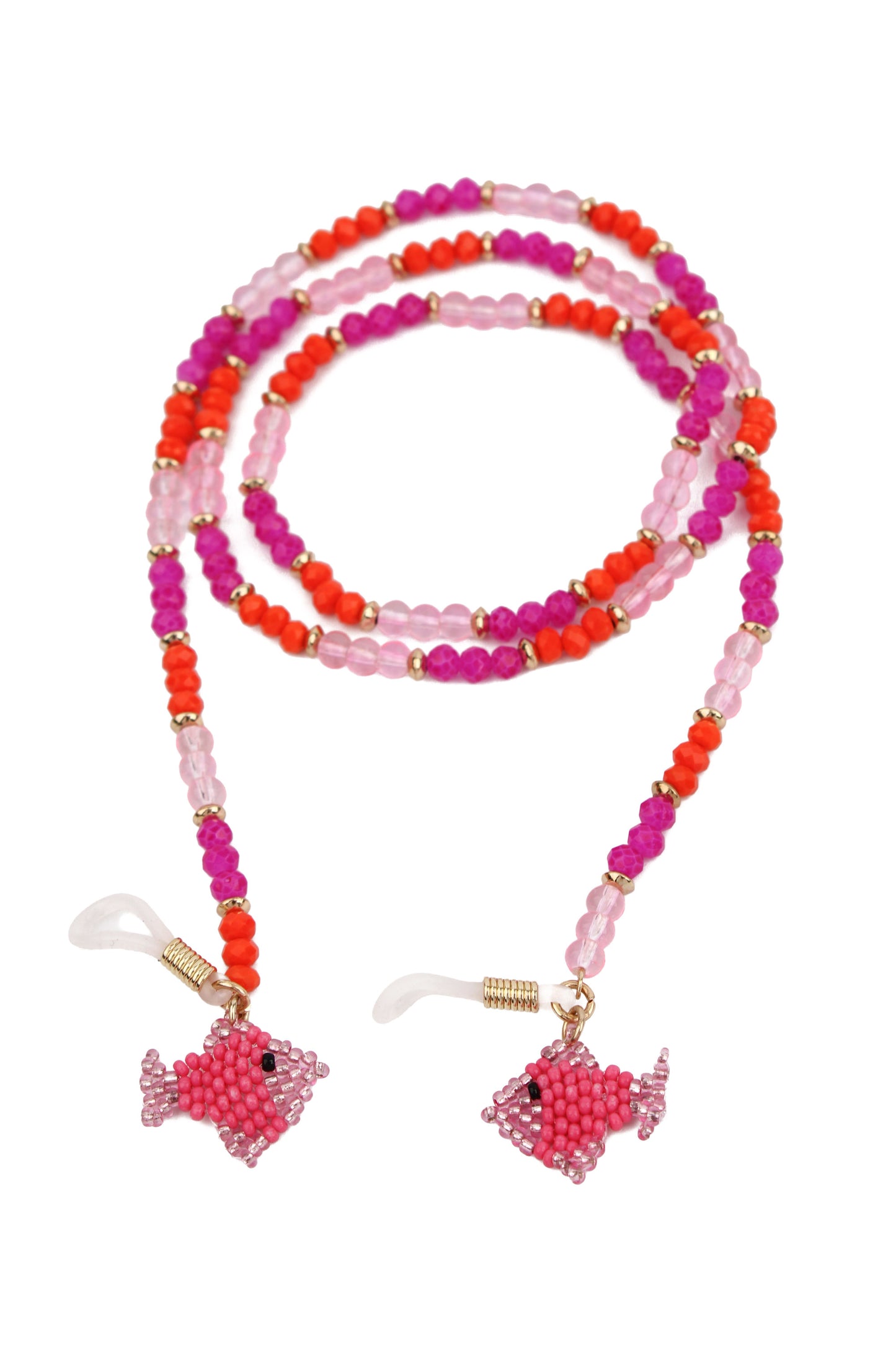 PINK AND ORANGE SUNGLASSES CHAIN WITH PINK FISH CHARMS