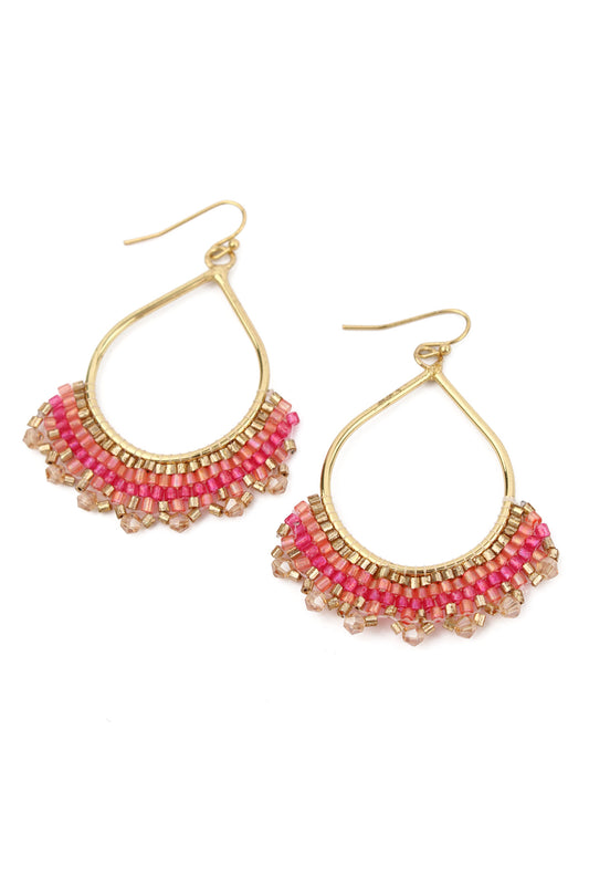 PINK AND ORANGE TEARDROP EARRINGS
