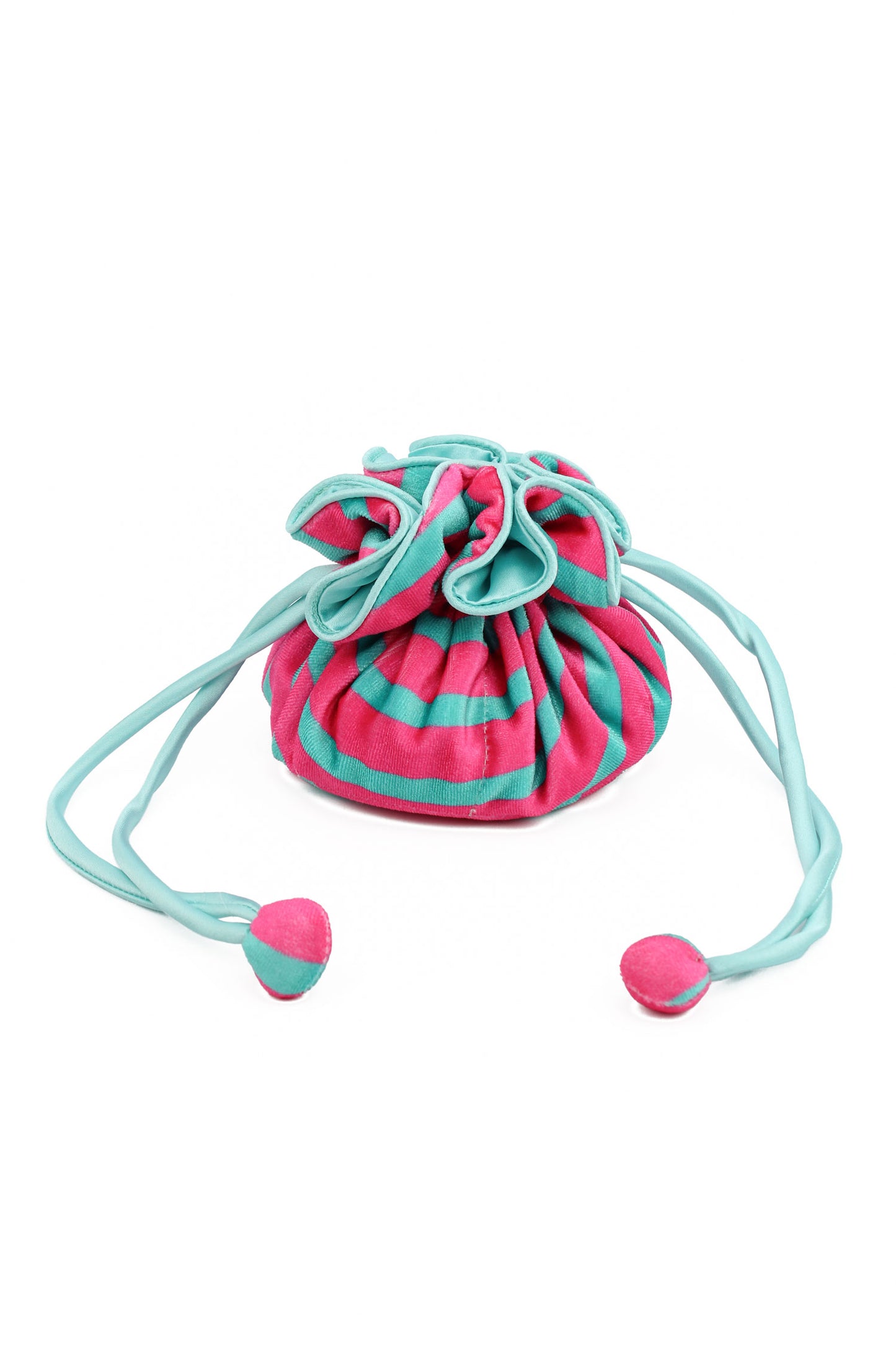 PINK AND TURQUOISE JEWELLERY DRAWSTRING POUCH