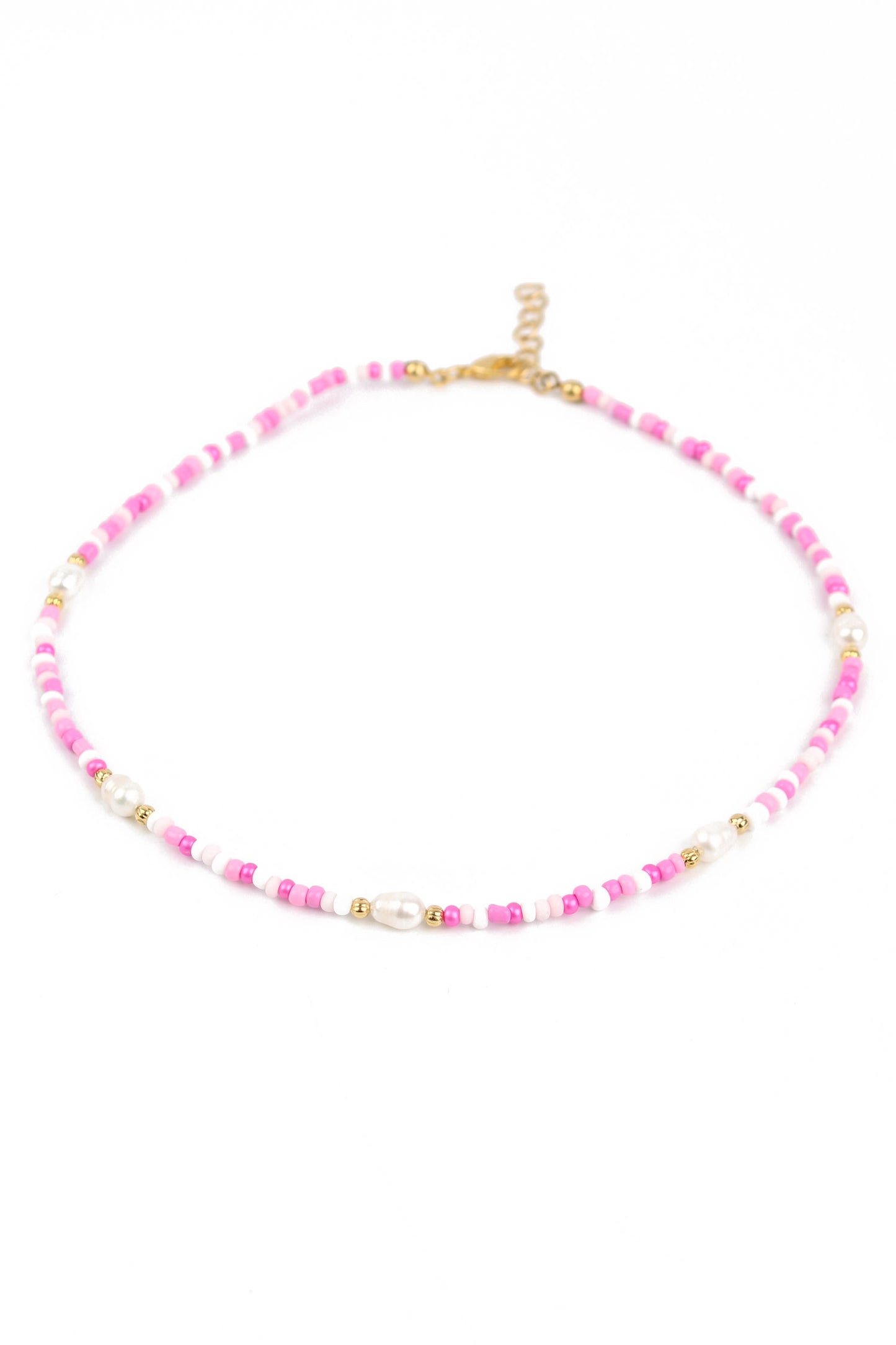 PINK BEADED AND PEARL NECKLACE