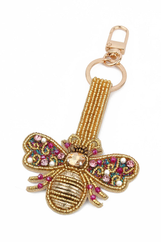 PINK BEE KEYRING/BAG CHARM