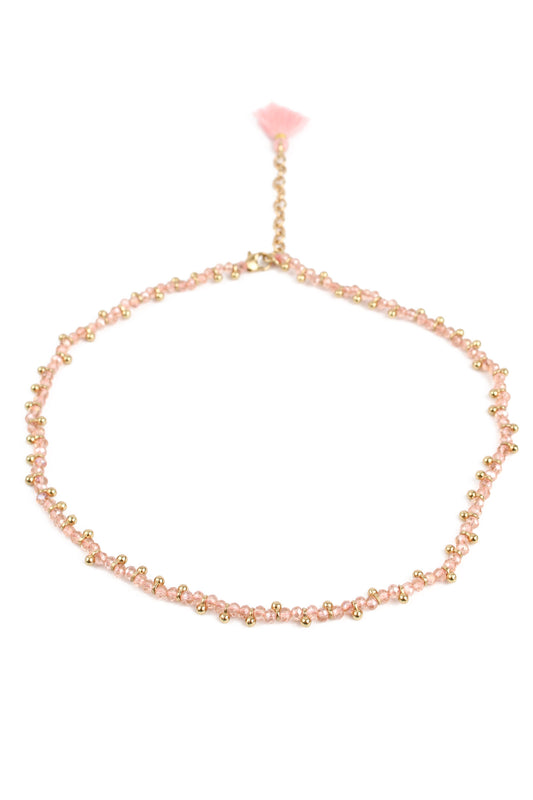PINK CORD & BEAD CHOKER