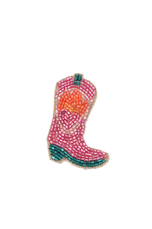 PINK COWGIRL BOOT BROOCH