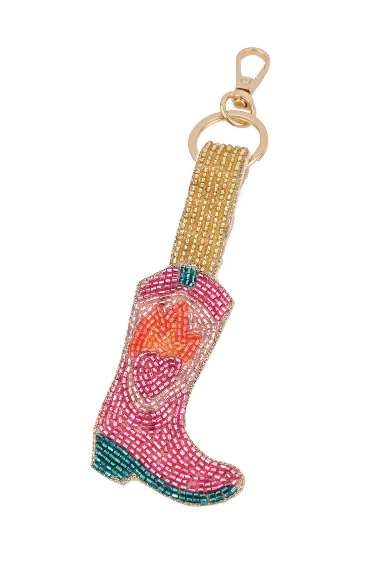 PINK COWGIRL BOOT KEYRING/BAG CHARM