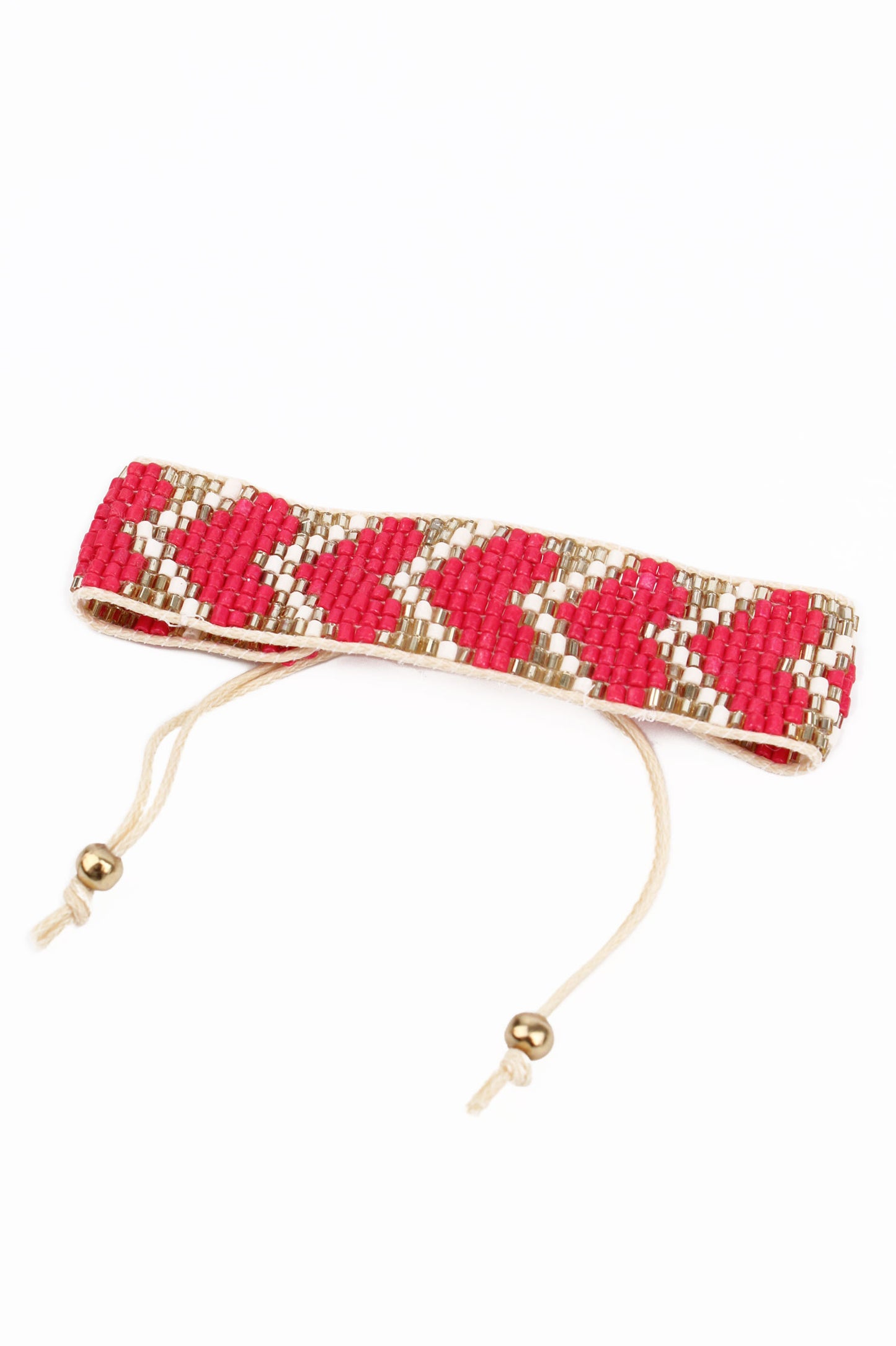 PINK HEART BEADED BRACELET