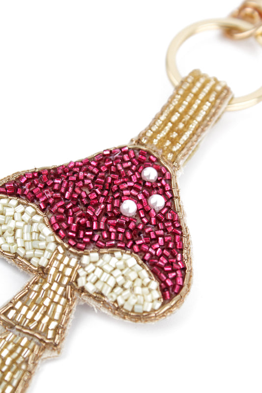 PINK MUSHROOM KEYRING/BAG CHARM