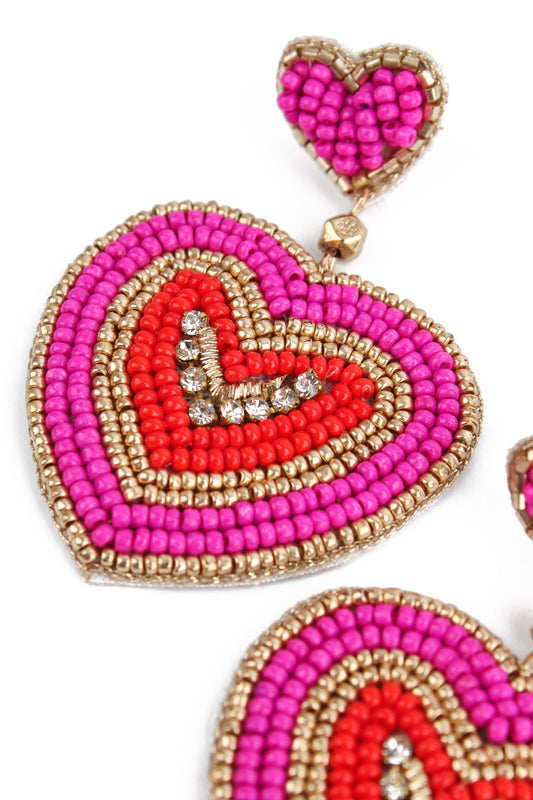 PINK RIPPLE HEART EARRINGS