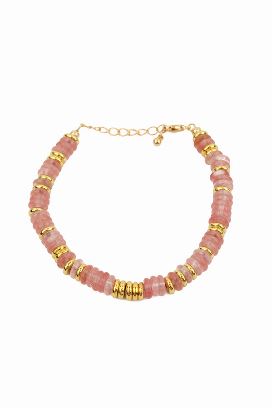 PINK ROUND STONE BRACELET