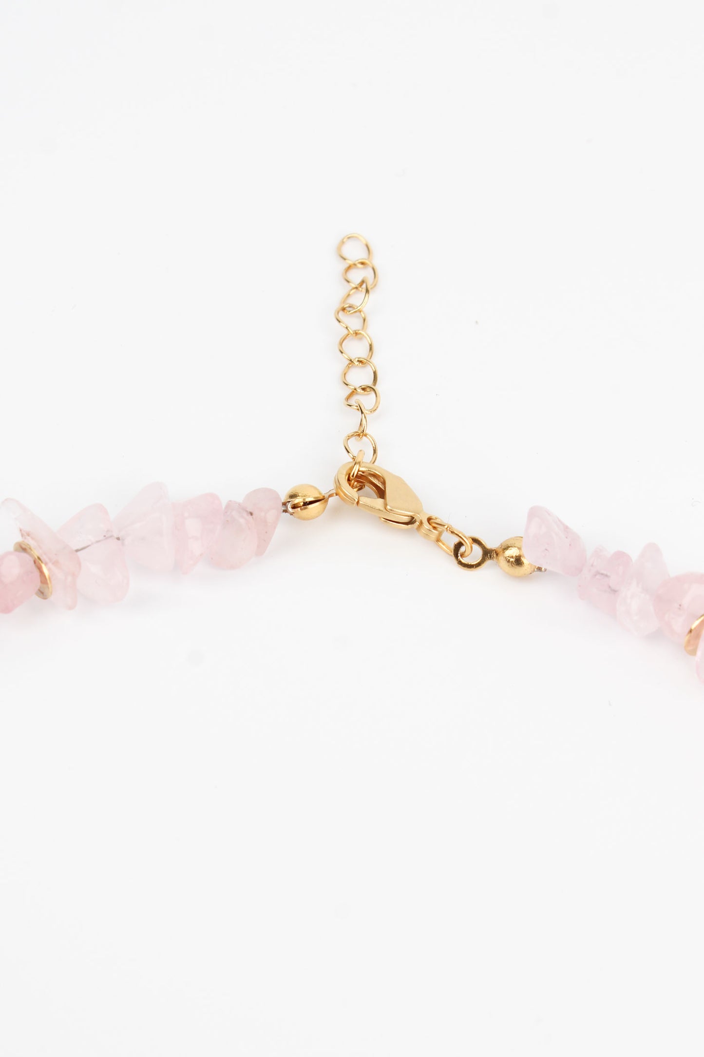 PINK STONE NECKLACE WITH GOLD DISCS