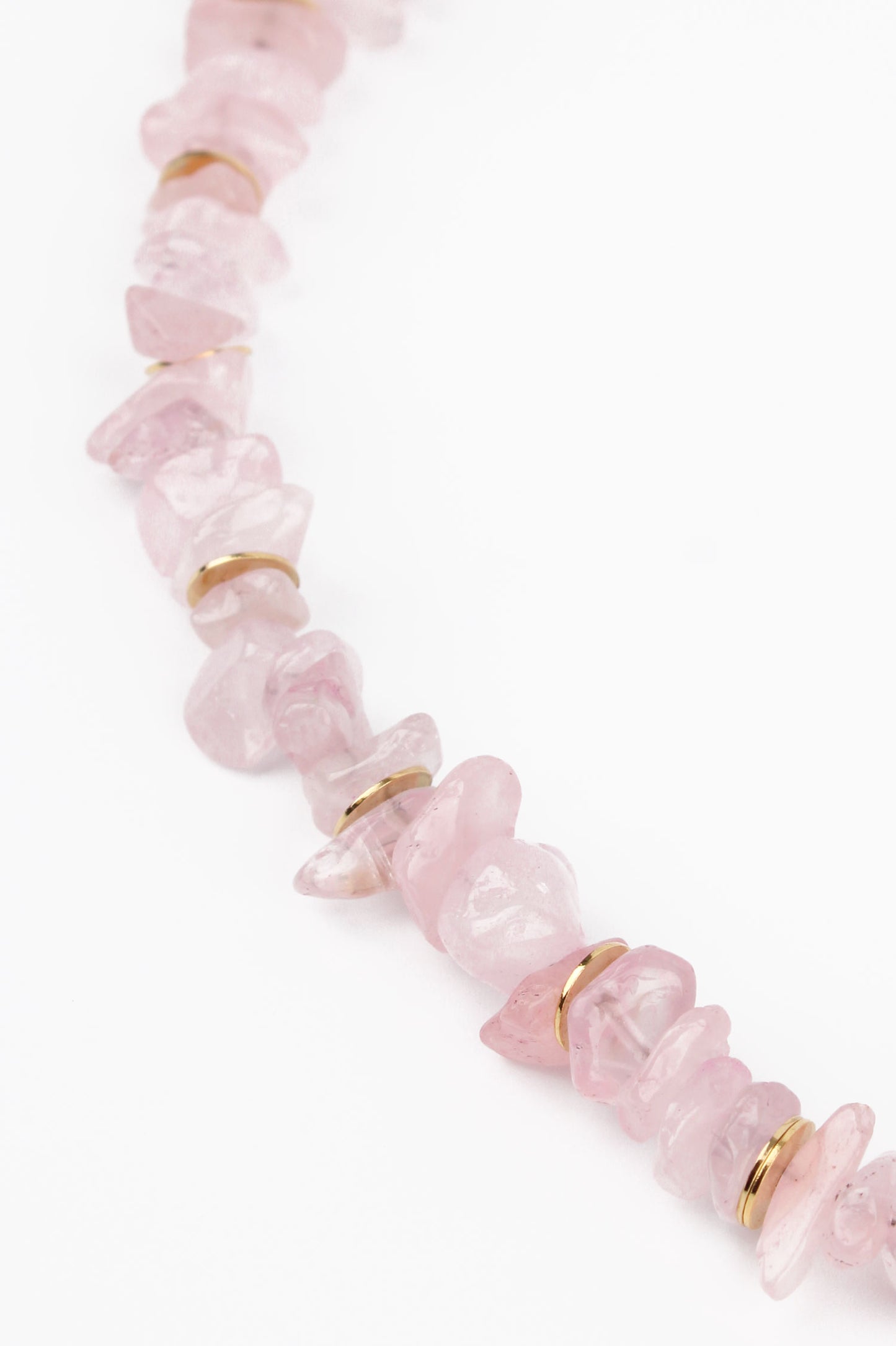 PINK STONE NECKLACE WITH GOLD DISCS
