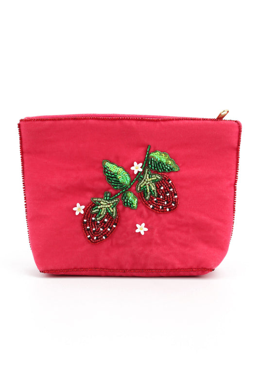 PINK STRAWBERRY MEDIUM POUCH