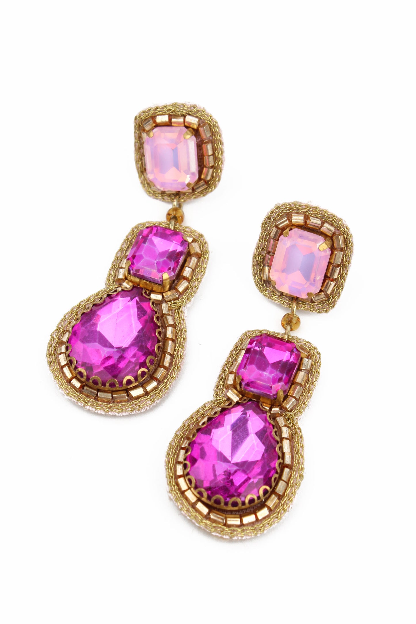 PINK TRIPLE DROP EARRINGS