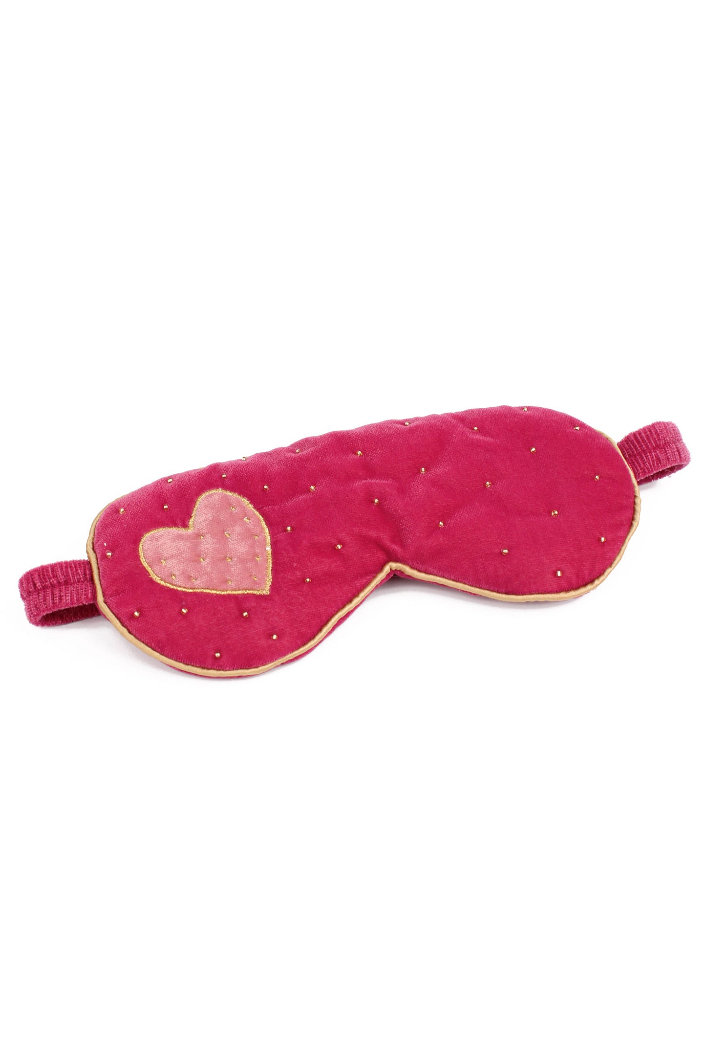 PINK VELVET HEART EYE SLEEP MASK AND BAG