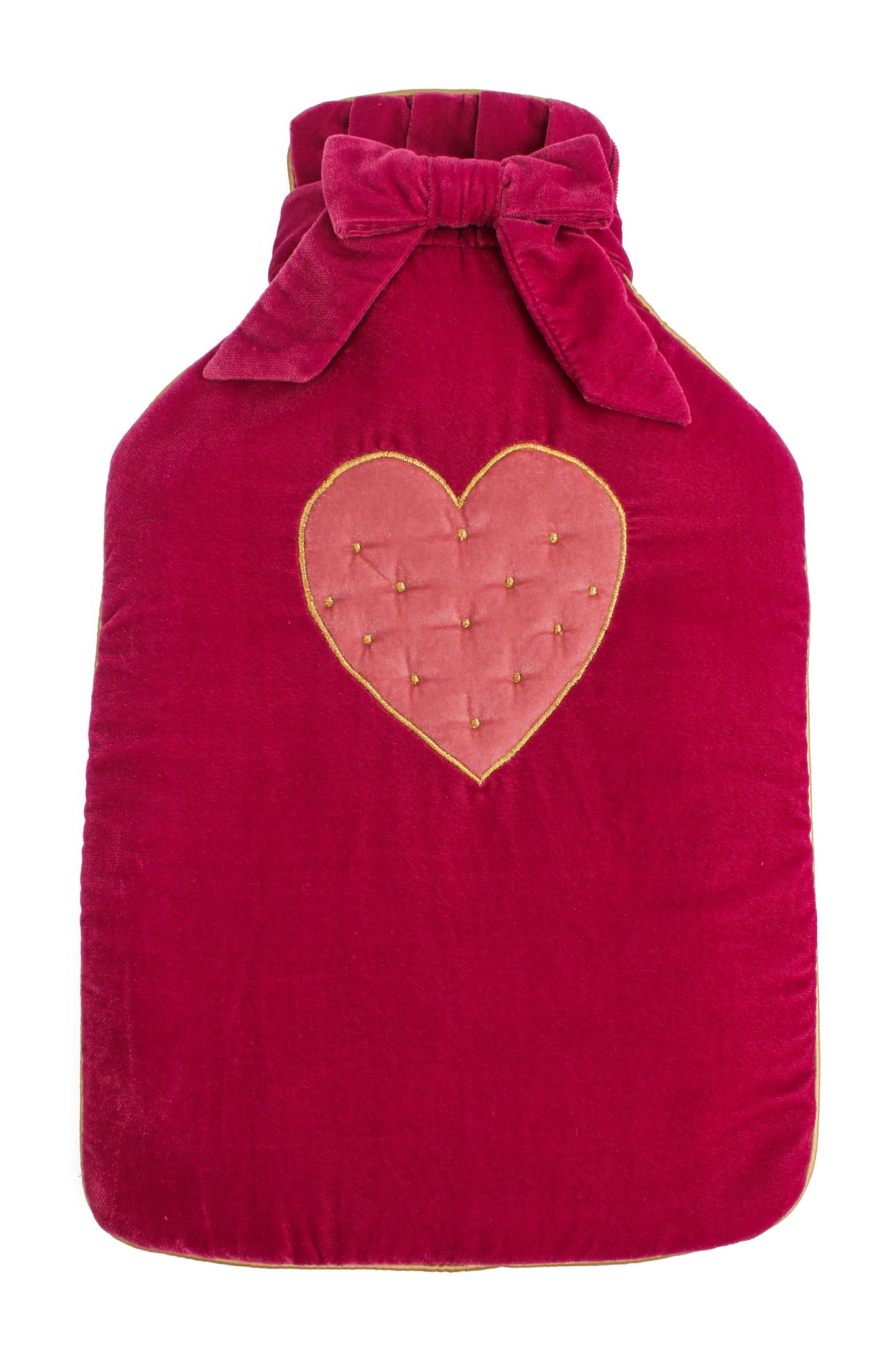 PINK VELVET HEART HOT WATER BOTTLE