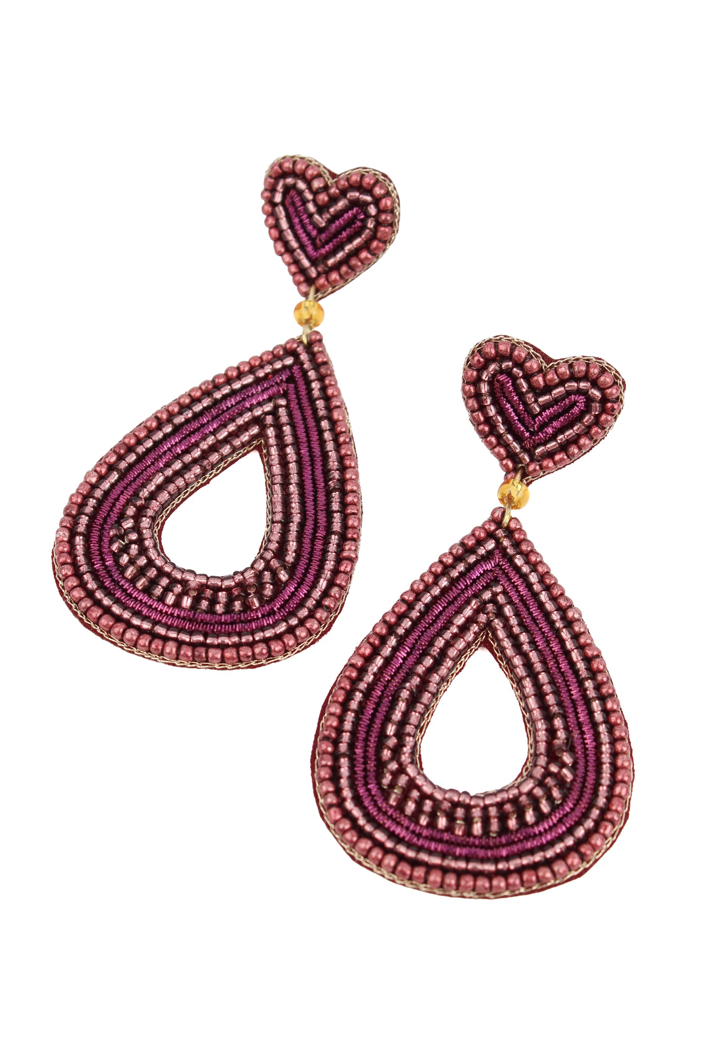 PLUM DROP BEADED EARRINGS