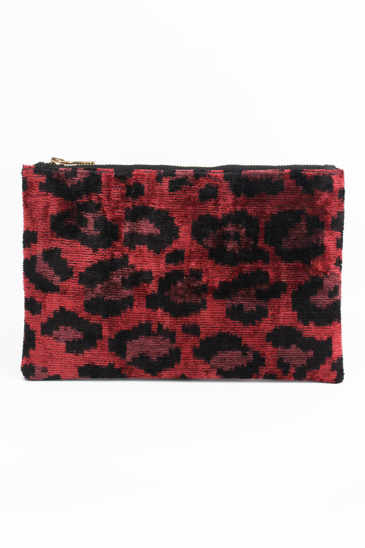 PLUM LEOPARD ZIP CLUTCH